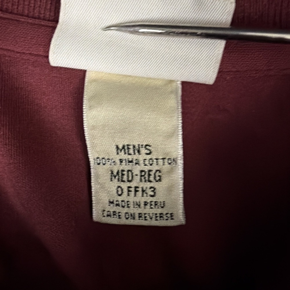 LL Bean Vintage Burgundy Pima Cotton Long Sleeve Polo Shirt Men's Size M 0FFK3 - Picture 6 of 9